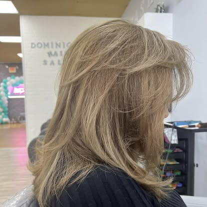 Blonde layered cut and style
