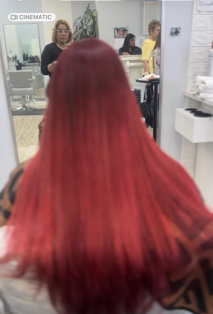Vivid red long straight color